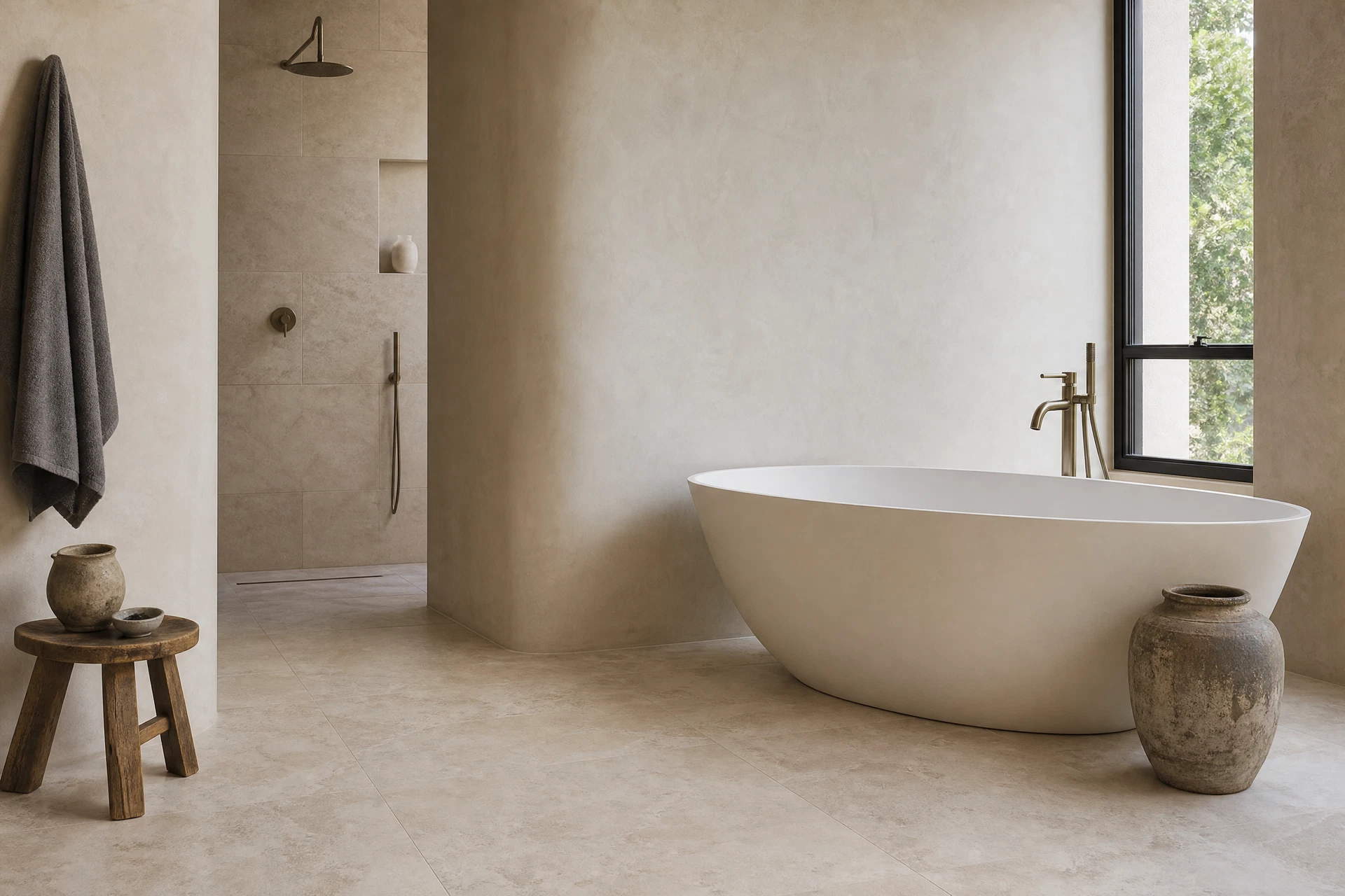 Limestone bathroom tile interior