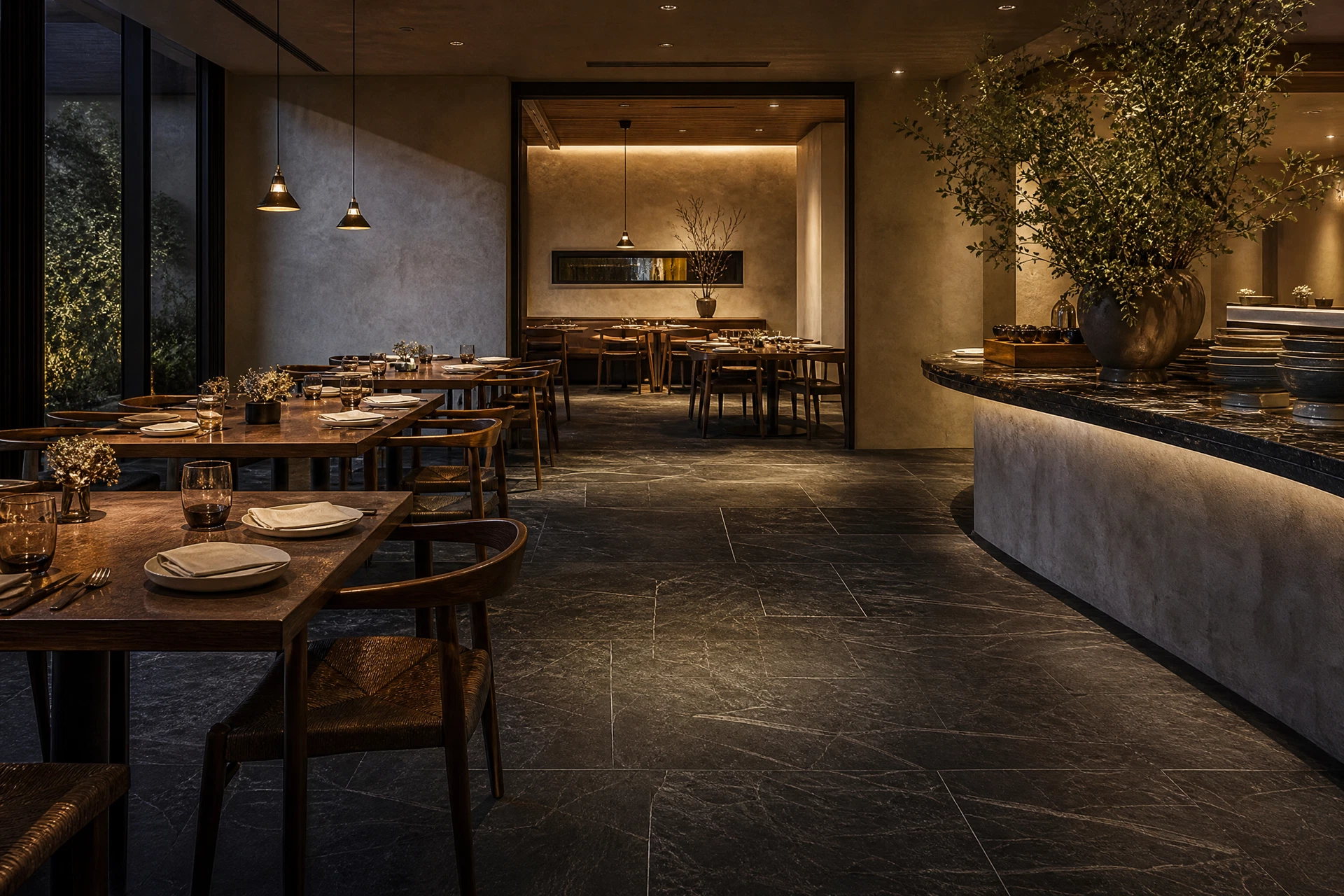 Slate tile commercial interior