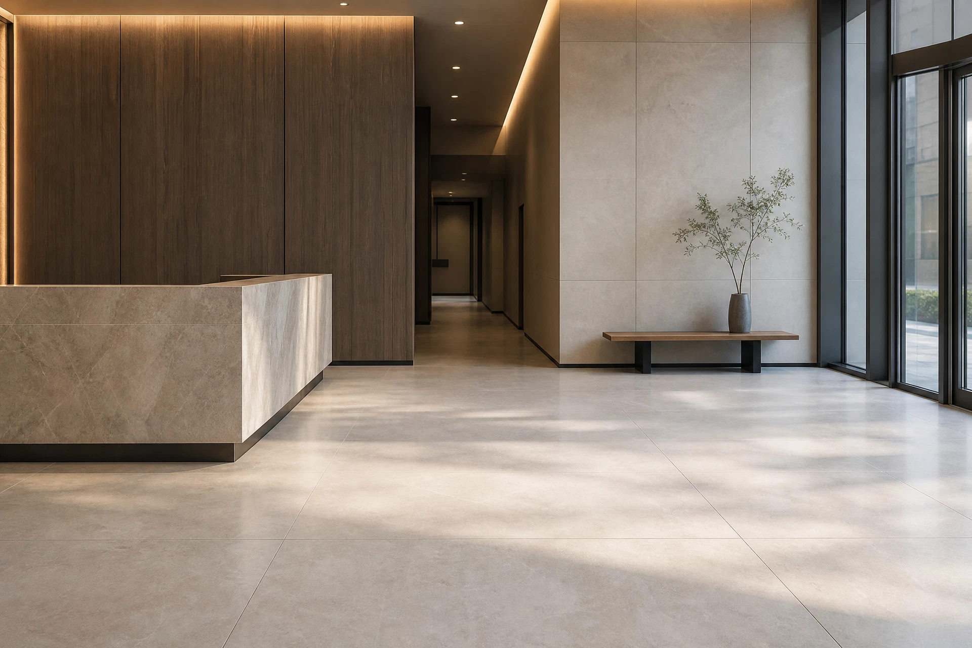 Porcelain tile installation